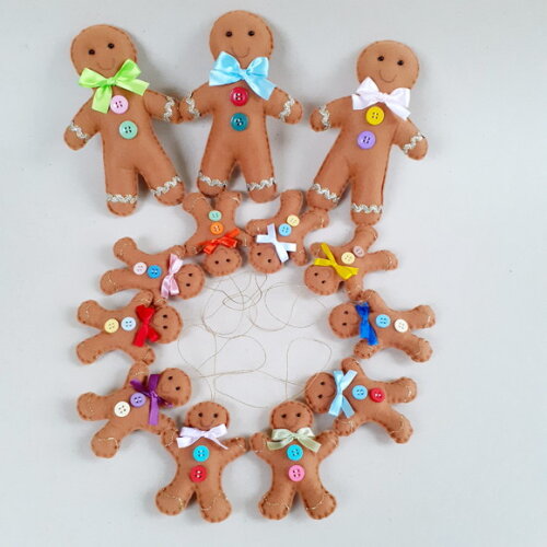 Gingerbread de Feltro 10 Pingentes e 03 Bonecos