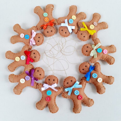 Gingerbread de Feltro 10 Pingentes
