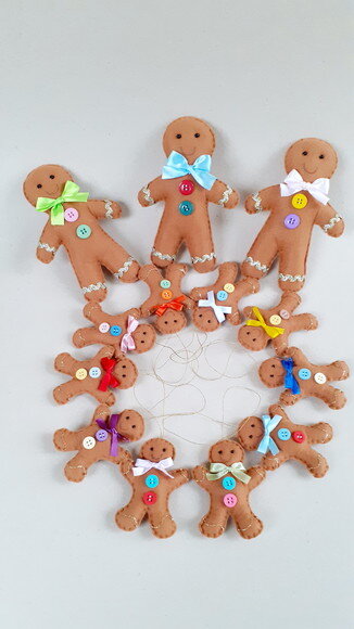 Gingerbread de Feltro 10 Pingentes e 03 Bonecos
