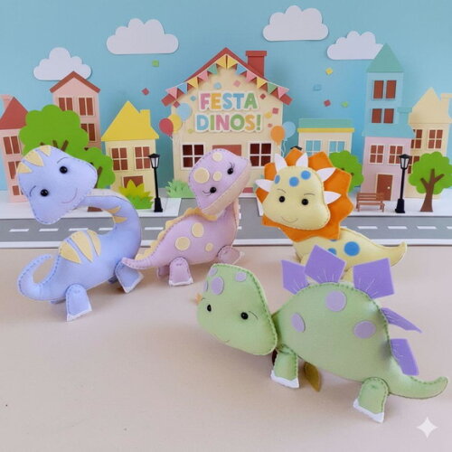 Kit Dinossauros Baby Candy Color 04 Peças