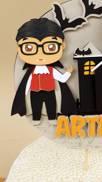 Kit Halloween Gato Preto, Abóbora e Topper