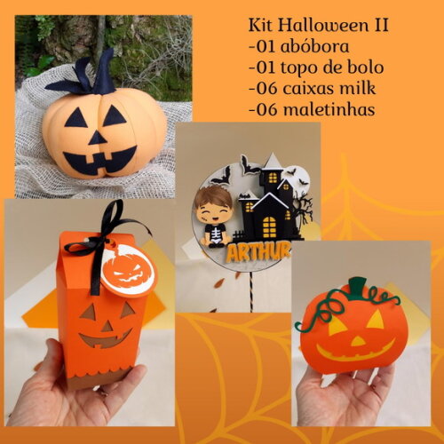 Kit Halloween Tecido e Papel 14 Peças