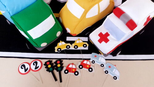 Kit Meios de Transporte Terrestre Feltro e Papel 38 Peças