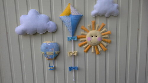 Kit Nuvens, Pipa, Balão e Sol com Carinha