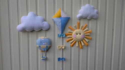 Kit Nuvens, Pipa, Balão e Sol com Carinha