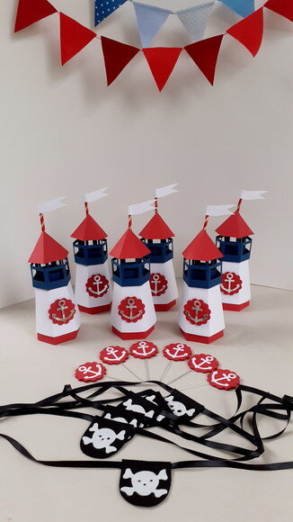 Kit Piratas Feltro e Papelaria 32 Peças