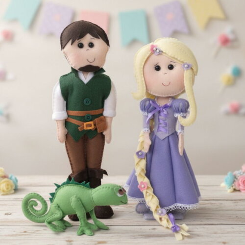 Kit Rapunzel em Feltro 3 Peças