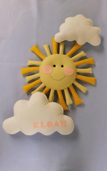 Kit Sol com Rostinho e Nuvem Personalizada 03 Peças