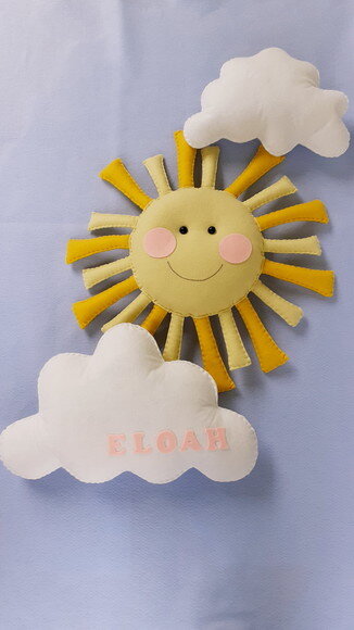 Kit Sol com Rostinho e Nuvem Personalizada 03 Peças