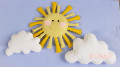 Kit Sol com Rostinho e Nuvem Personalizada 03 Peças