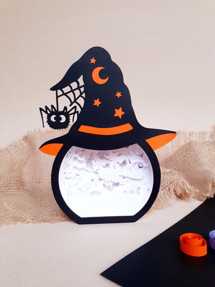 Lanterna Chapéu de Bruxa de Halloween com Led