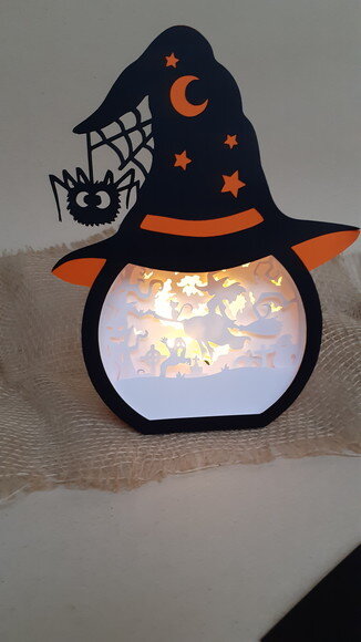 Lanterna Chapéu de Bruxa de Halloween com Led