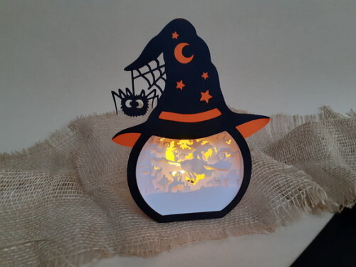 Lanterna Chapéu de Bruxa de Halloween com Led
