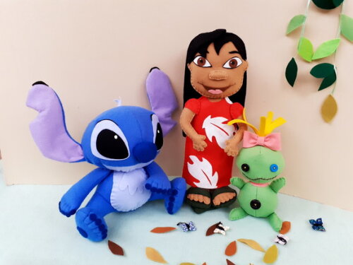 Lilo, Xepa e Stitch em Feltro 03 Peças