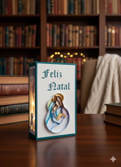 Livro Fake Presépio em Papel Iluminado com Luzinhas de Led