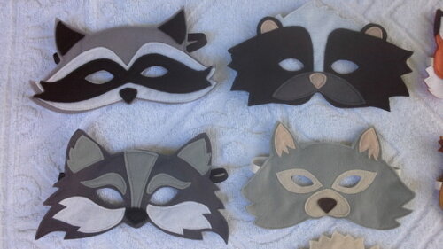 Máscaras Raposas Cinza Bichos do Bosque 04 Peças