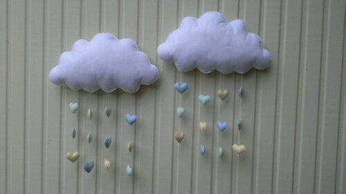 Nuvens Tamanho Grande com Chuva de Corações