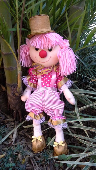 Palhacinha Rosa e Dourado em Tecido