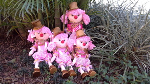 Palhacinhas de Tecido Rosa e Dourado
