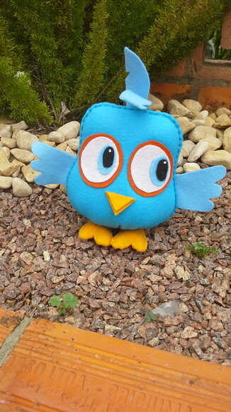 Pássaros Azuis de Angry Birds em feltro