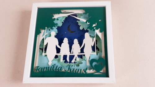 Porta Retrato Família com Moldura de Madeira e Vidro