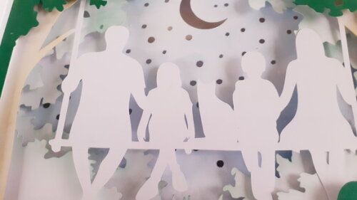 Porta Retrato Família em Papel Iluminado com Luzinhas de Led