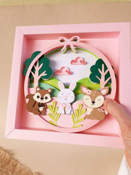 Topo/quadro Bichos do Bosque Rosa Papelaria Personalizada