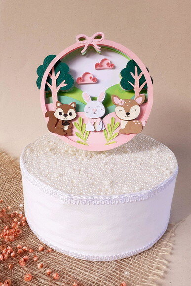 Topo/quadro Bichos do Bosque Rosa Papelaria Personalizada