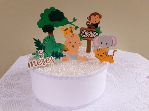 Topper Mesversário Safári 10 Peças Bebê Chorando