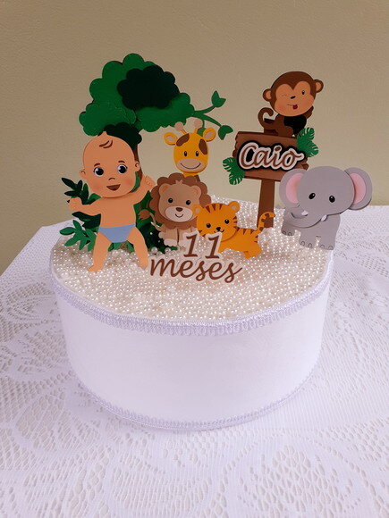 Topper Mesversário Safári 10 Peças Bebê em Pé