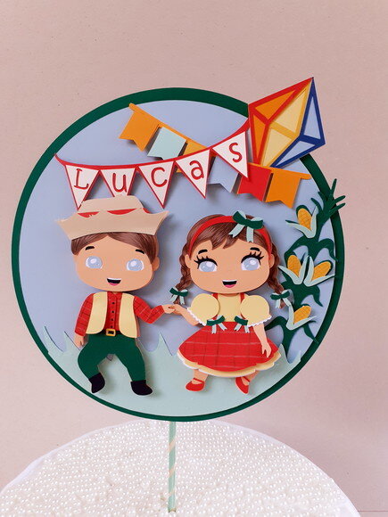 Topper/quadrinho Festa Junina Frete Grátis