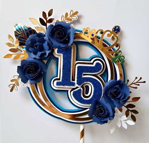Arquivo de Corte Topo de Bolo 15 Anos Circular Floral