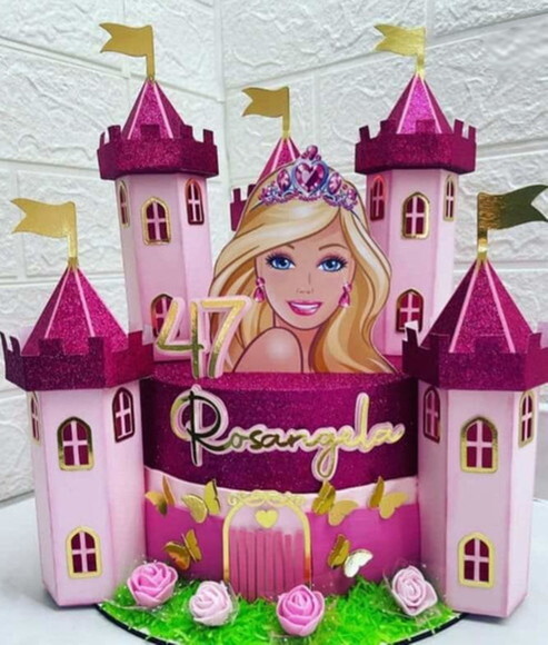 Arquivo de Corte Topo de Bolo Castelo Barbie 3d.