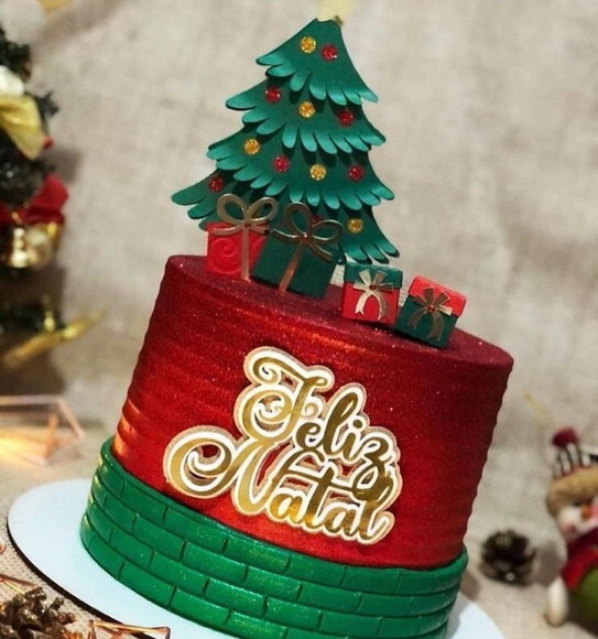 Arquivo de Corte Topo de Bolo Feliz Natal 3d.