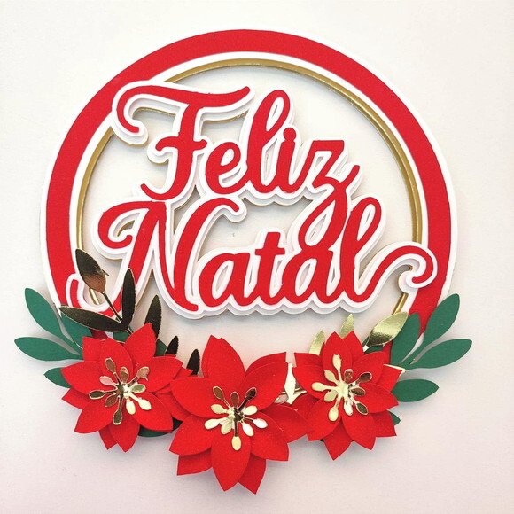 Arquivo de Corte Topo de Bolo Feliz Natal 3d.