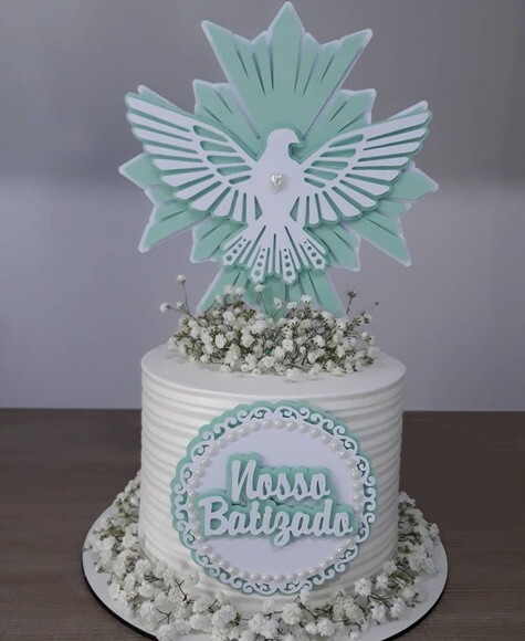 Arquivo de Corte Topo de Bolo Nosso Batizado em Camadas.