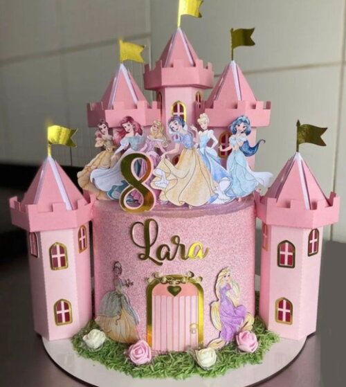Arquivo de Corte Topo Castelo Princesas Aquarela 3d.