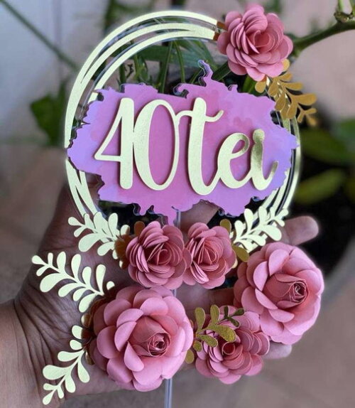 Arquivo de Corte Topo de Bolo Circular Floral.