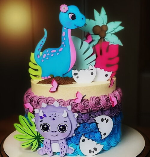 Arquivo de Corte Topo de Bolo Dino Baby em Camadas.