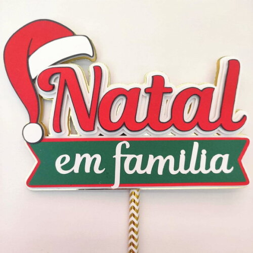 Arquivo de Corte Topo de Bolo Natal em Família 3d.
