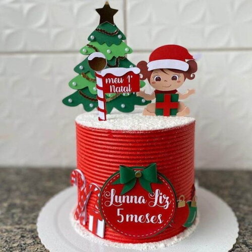 Arquivo de Corte Topo Meu Primeiro Natal Menina em Camadas.