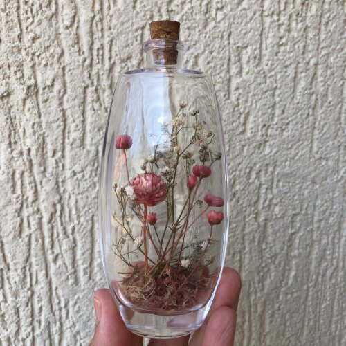 15 Garrafinhas decoradas com flores secas para lembrancinhas de c