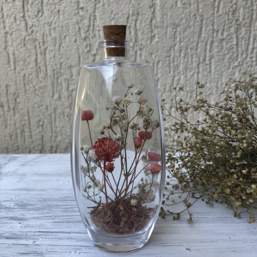 15 Garrafinhas decoradas com flores secas para lembrancinhas de casamento, aniversários, bodas