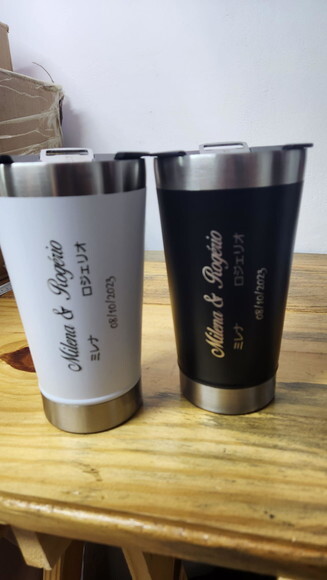 Copos Térmicos Personalizados com Logotipo e Nomes Casamento