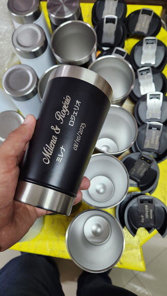 Copos Térmicos Personalizados com Logotipo e Nomes Casamento