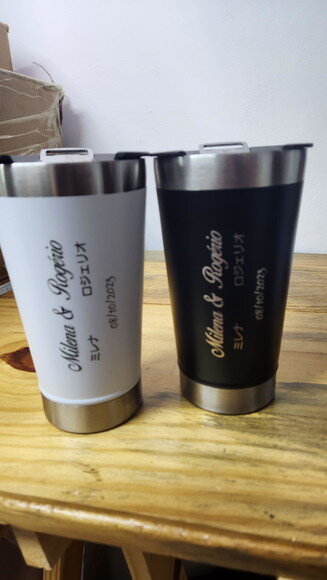 Copos Térmicos Personalizados com Logotipo e Nomes Casamento