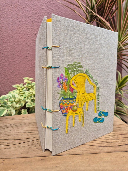 Caderno Artesanal A5 Copta em Aquarela