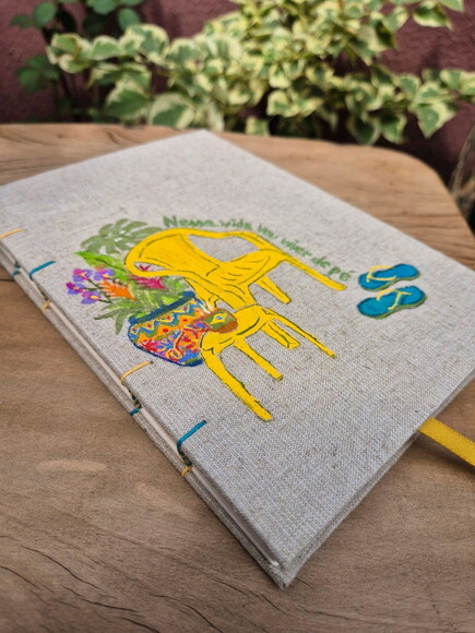 Caderno Artesanal A5 Copta em Aquarela