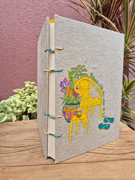 Caderno Artesanal A5 Copta em Aquarela