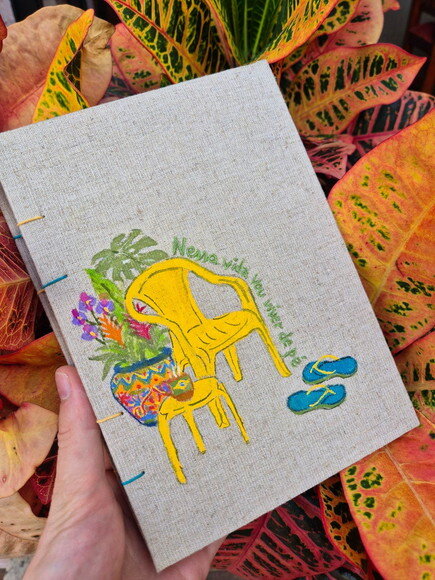 Caderno Artesanal A5 Copta em Aquarela